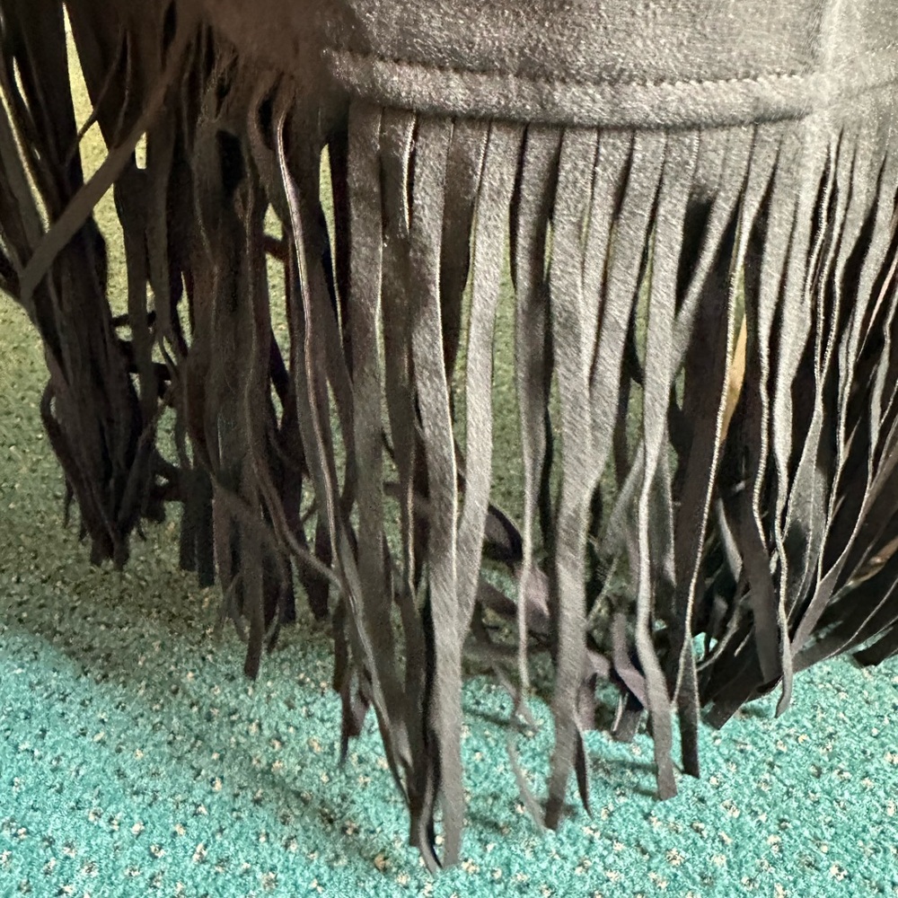 Black Fringe Vest Liv Los Angeles 3x NWT BOHO - Picture 5 of 7